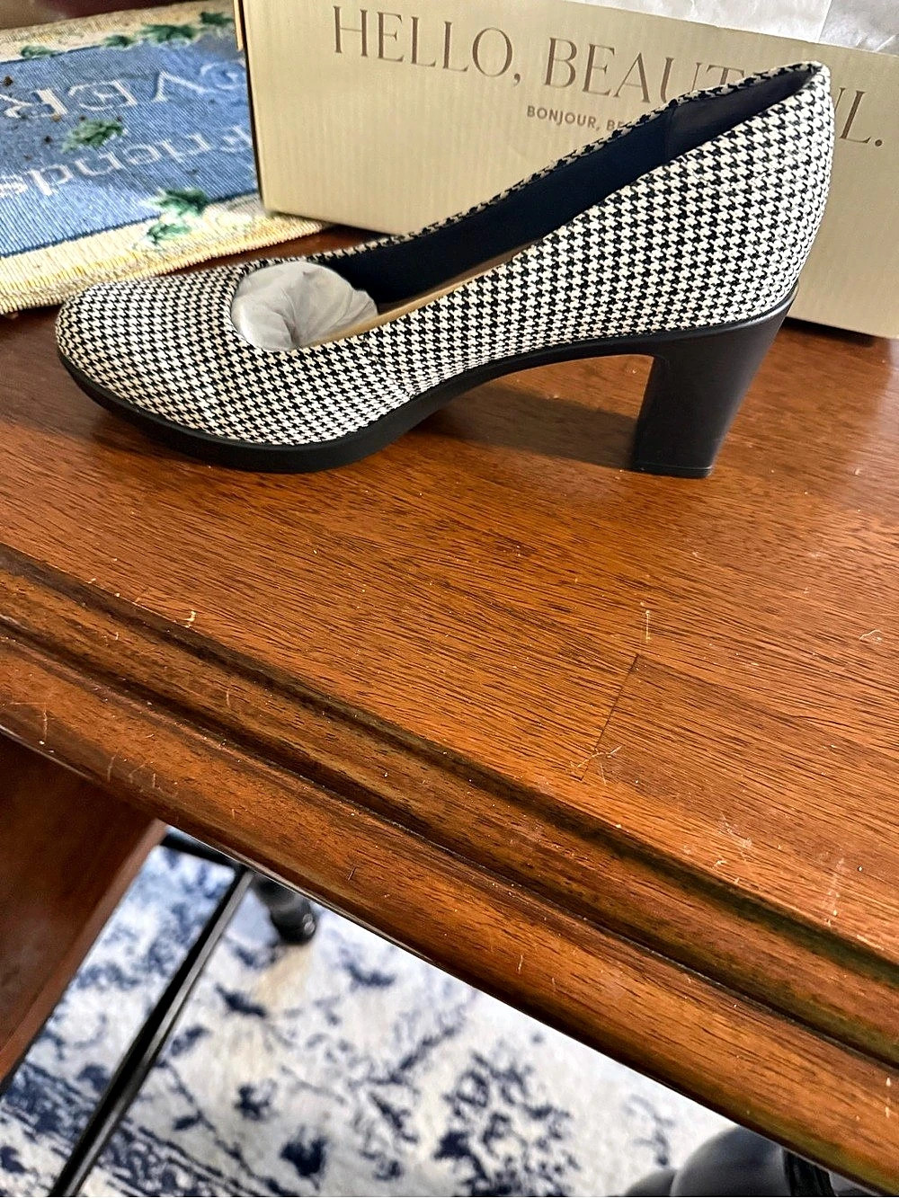 LifeStride Elevate Pump Houndstooth Heels Black & White US 5.5 M